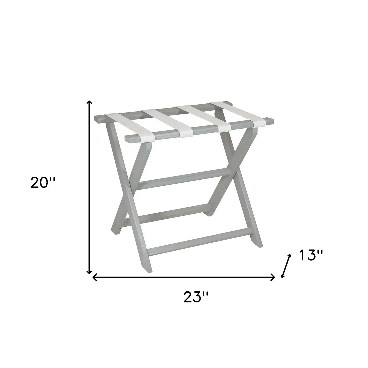 Earth Friendly Light Gray Folding Luggage Rack With White Straps - Homeroots - Flyclothing LLC