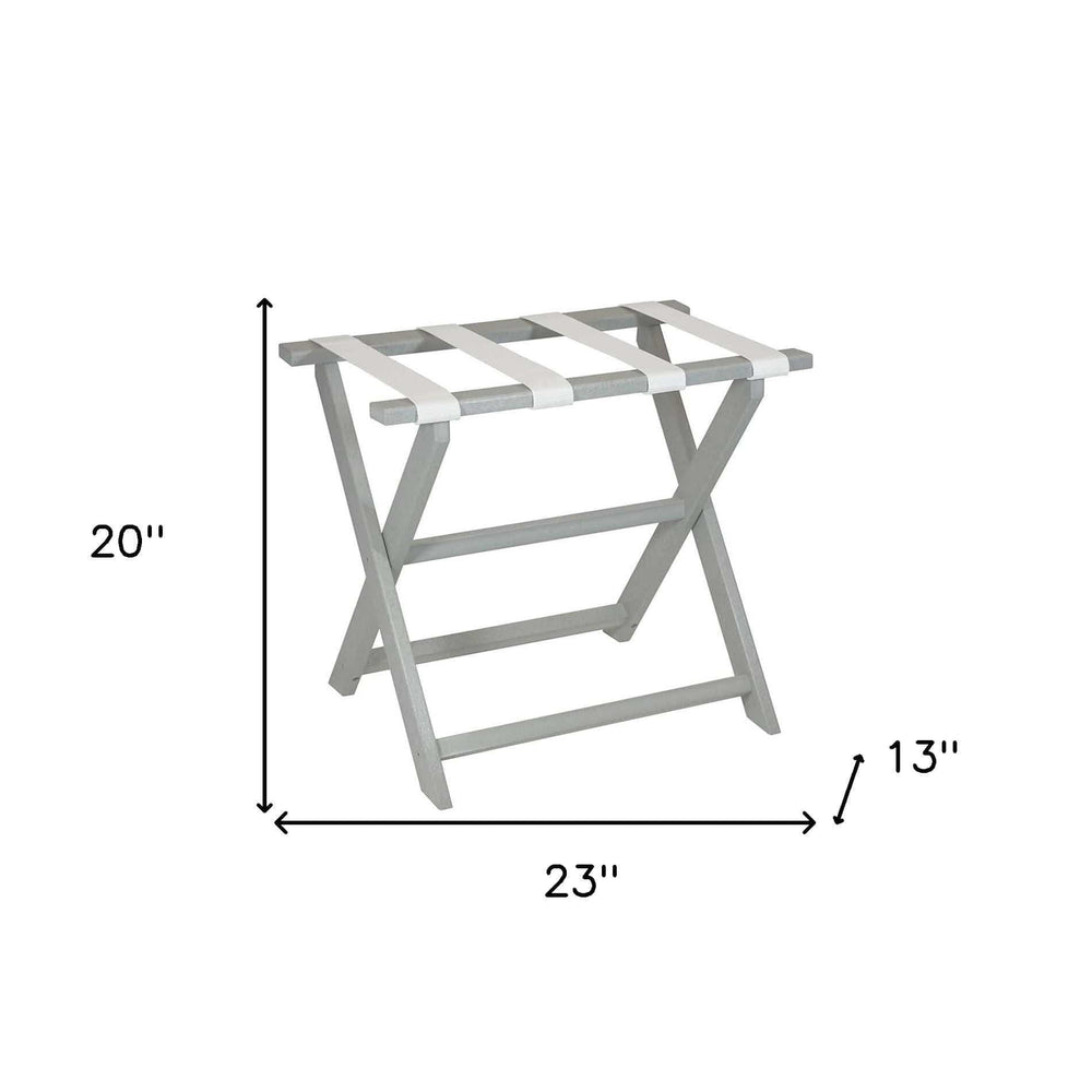 Earth Friendly Light Gray Folding Luggage Rack With White Straps - Homeroots - Flyclothing LLC