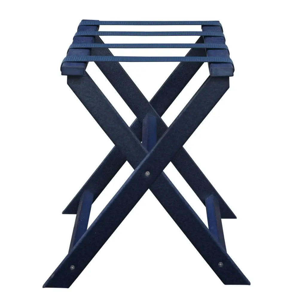 Earth Friendly Navy Blue Folding Luggage Rack With Navy Straps - Homeroots - Flyclothing LLC