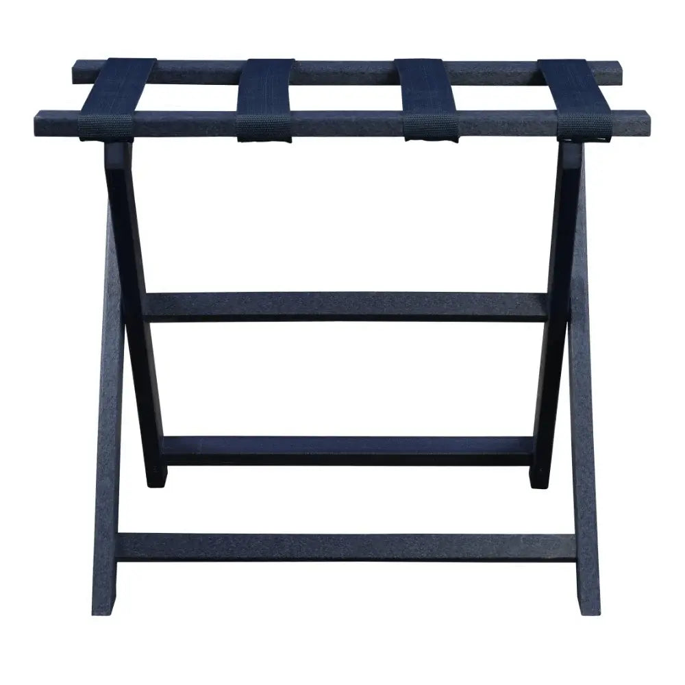 Earth Friendly Navy Blue Folding Luggage Rack With Navy Straps - Homeroots - Flyclothing LLC