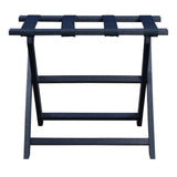 Earth Friendly Navy Blue Folding Luggage Rack With Navy Straps - Homeroots