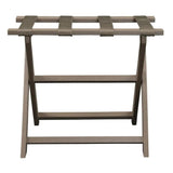 Earth Friendly Taupe Folding Luggage Rack With Dark Tan Straps - Homeroots