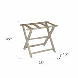 Earth Friendly Taupe Folding Luggage Rack With Dark Tan Straps - Homeroots - Flyclothing LLC