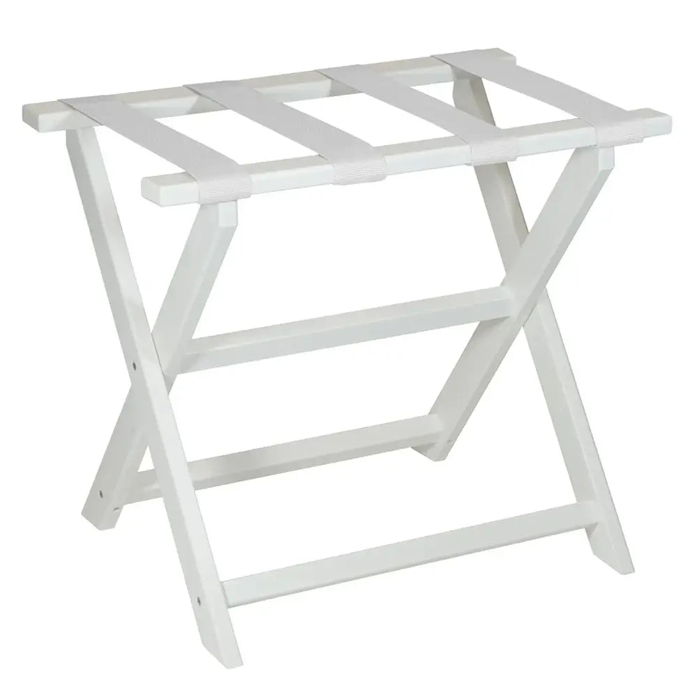 Earth Friendly White Folding Luggage Rack With White Straps - Homeroots - Flyclothing LLC