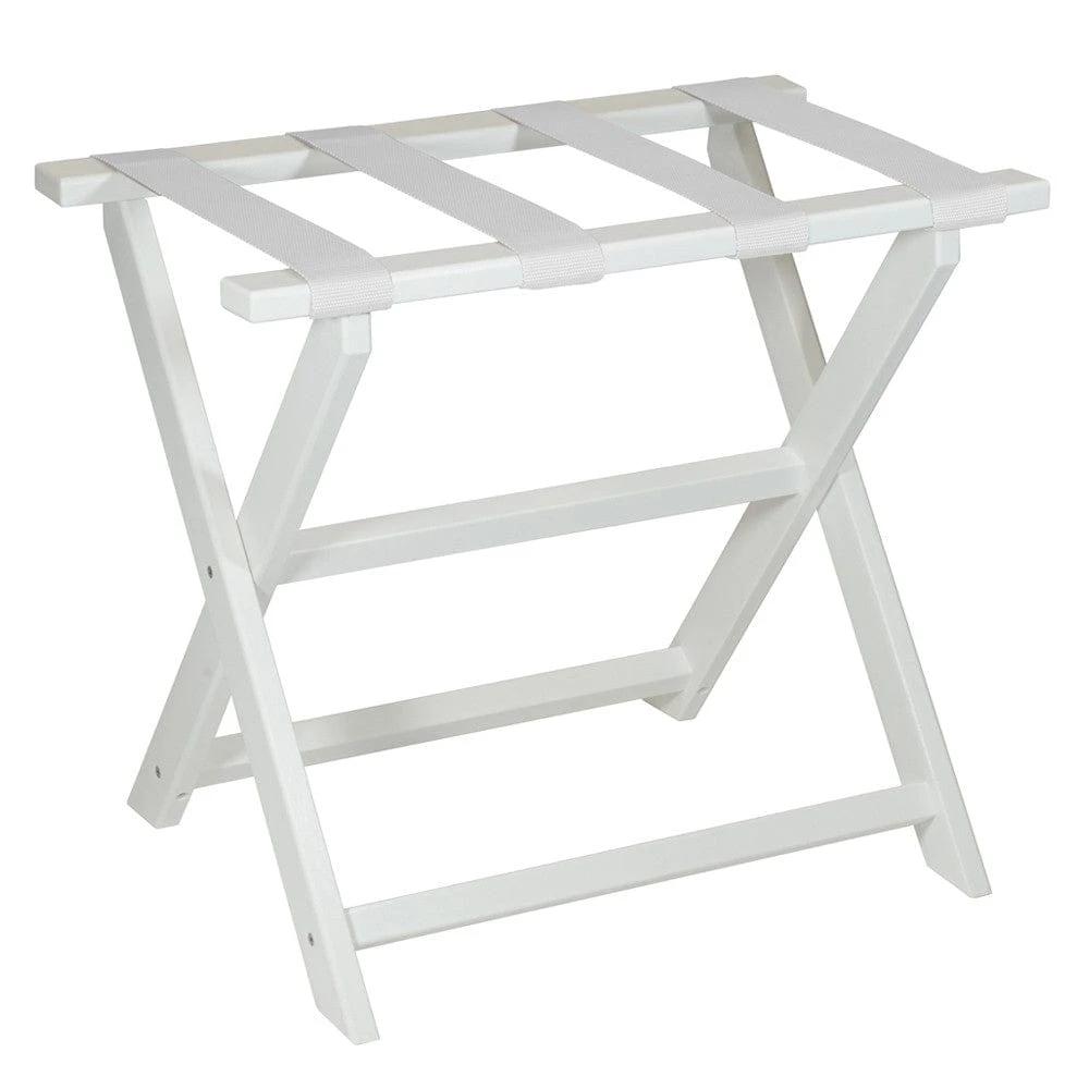 Earth Friendly White Folding Luggage Rack With White Straps - Homeroots