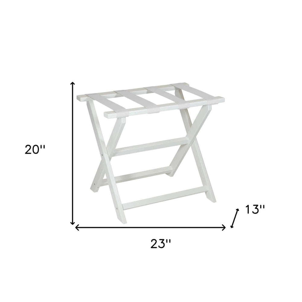 Earth Friendly White Folding Luggage Rack With White Straps - Homeroots - Flyclothing LLC