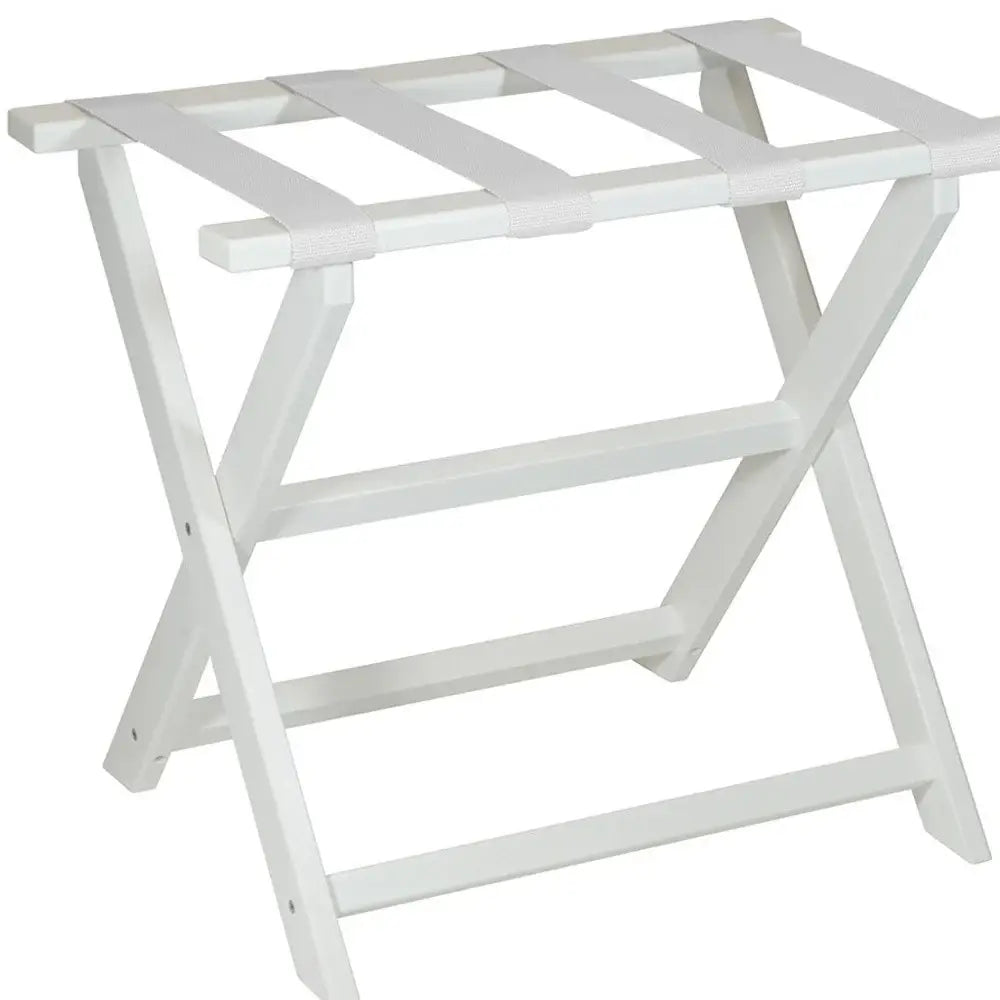 Earth Friendly White Folding Luggage Rack With White Straps - Homeroots - Flyclothing LLC