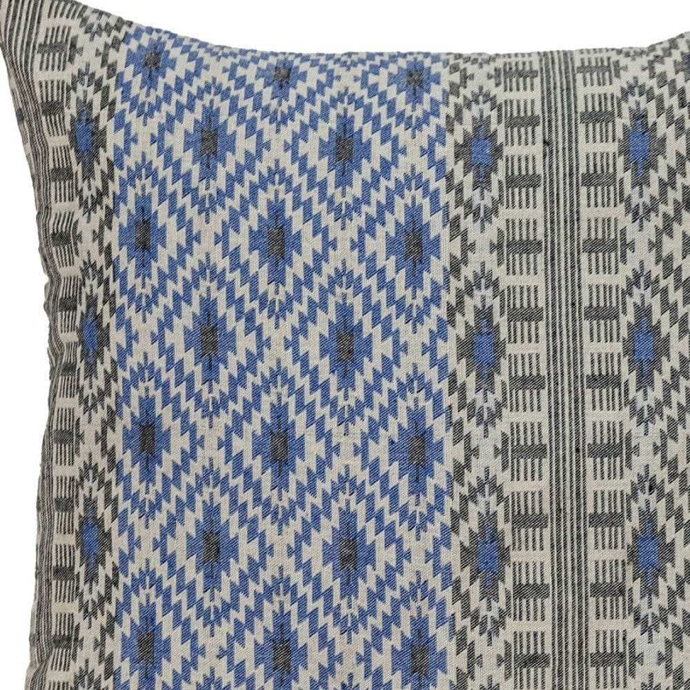 Gray And Blue Aztec Diamond Throw Pillow - Homeroots - Flyclothing LLC
