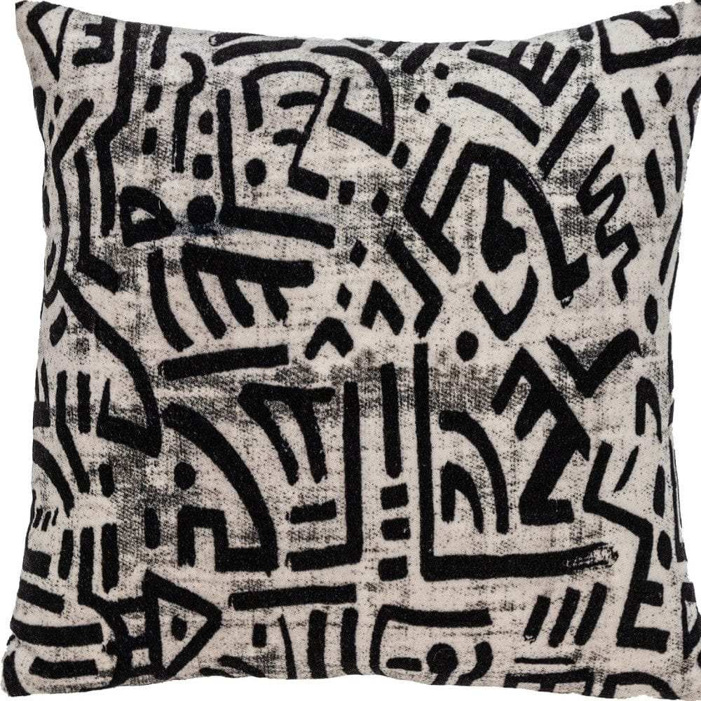 Black And White Abstract Velvet Throw Pillow - Homeroots - Flyclothing LLC