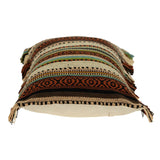 14" X 24" Brown and Beige Cotton Throw Pillow With Fringe - Homeroots