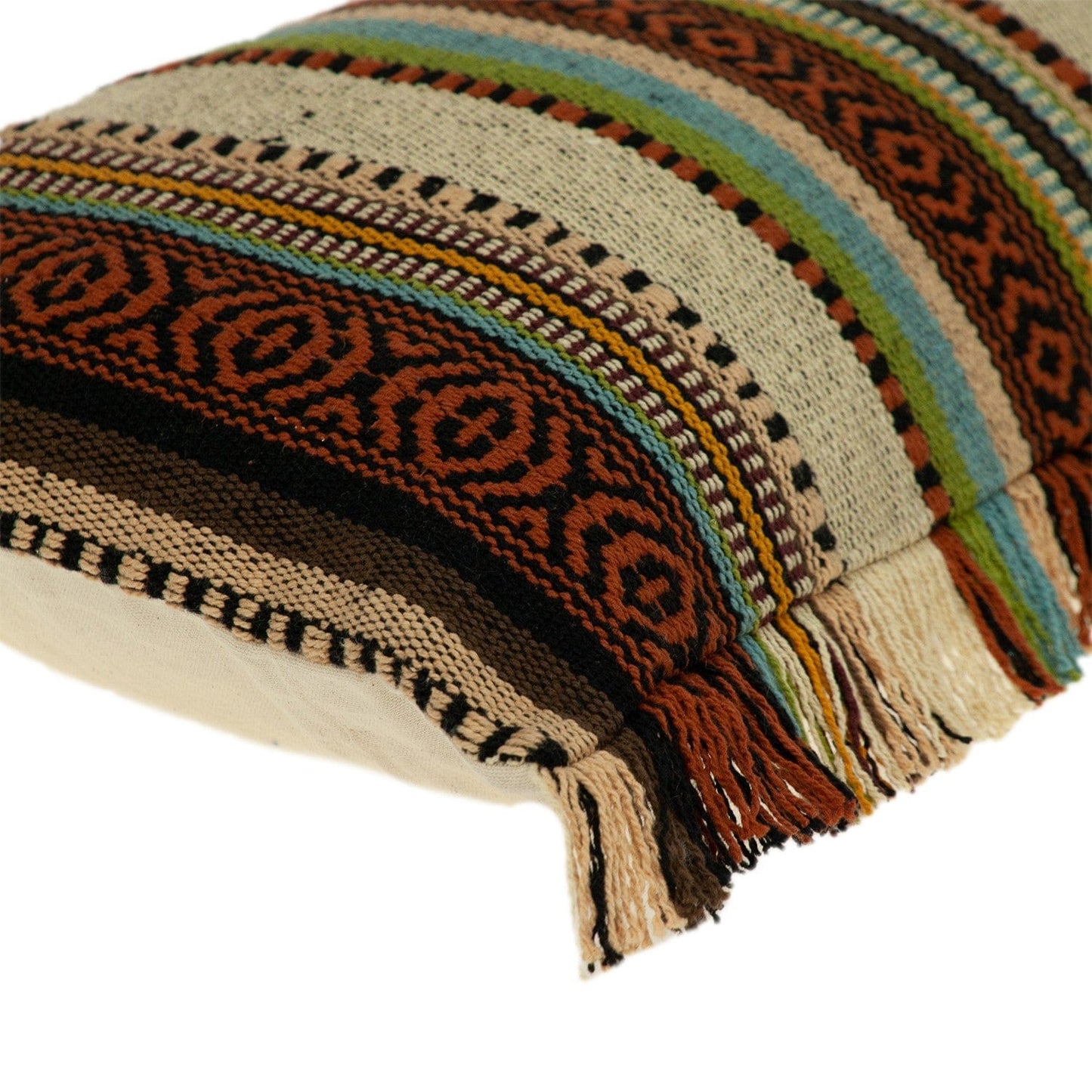 14" X 24" Brown and Beige Cotton Throw Pillow With Fringe - Homeroots - Flyclothing LLC