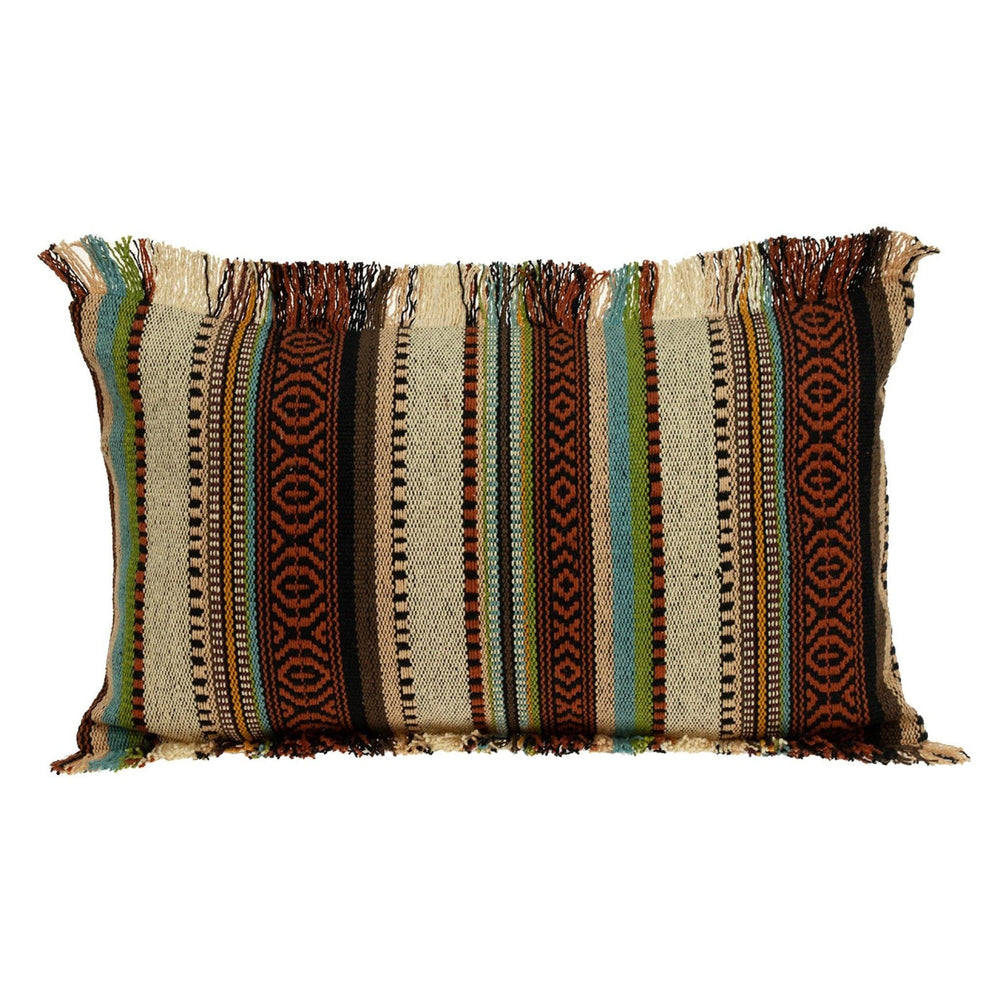 14" X 24" Brown and Beige Cotton Throw Pillow With Fringe - Homeroots - Flyclothing LLC
