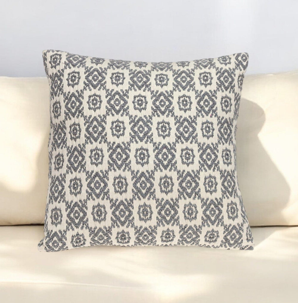 16" Gray Cotton Throw Pillow - Homeroots