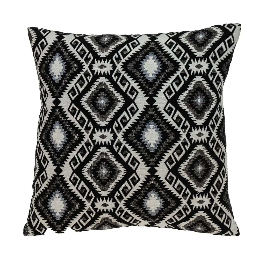 Jet Black And White Geo Throw Pillow - Homeroots - Flyclothing LLC