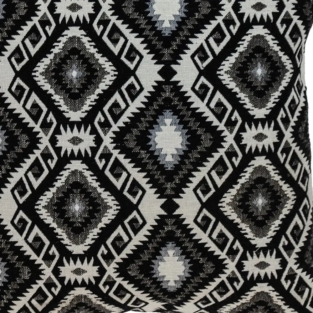 Jet Black And White Geo Throw Pillow - Homeroots - Flyclothing LLC
