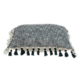 20" Slate Gray Abstract Cotton Throw Pillow With Tassels - Homeroots