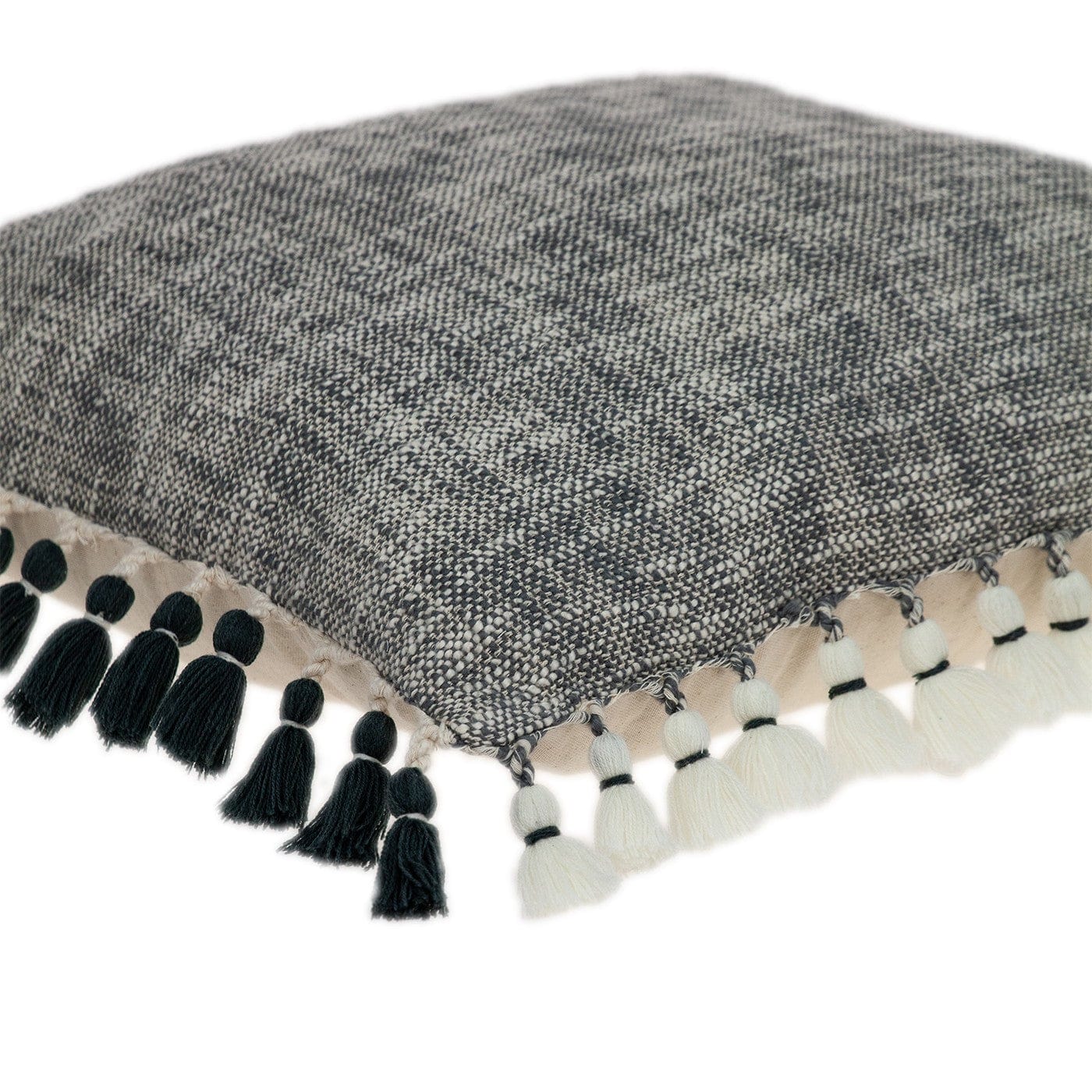 20" Slate Gray Abstract Cotton Throw Pillow With Tassels - Homeroots - Flyclothing LLC