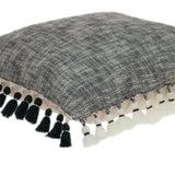 20" Slate Gray Abstract Cotton Throw Pillow With Tassels - Homeroots - Flyclothing LLC