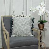 20" Slate Gray Abstract Cotton Throw Pillow With Tassels - Homeroots - Flyclothing LLC