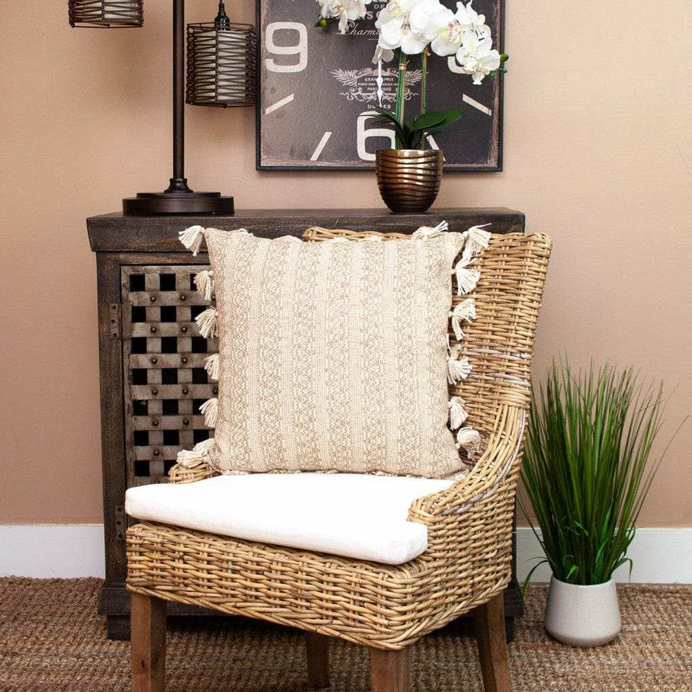 Neutral Sand Woven Throw Pillow - Homeroots - Flyclothing LLC