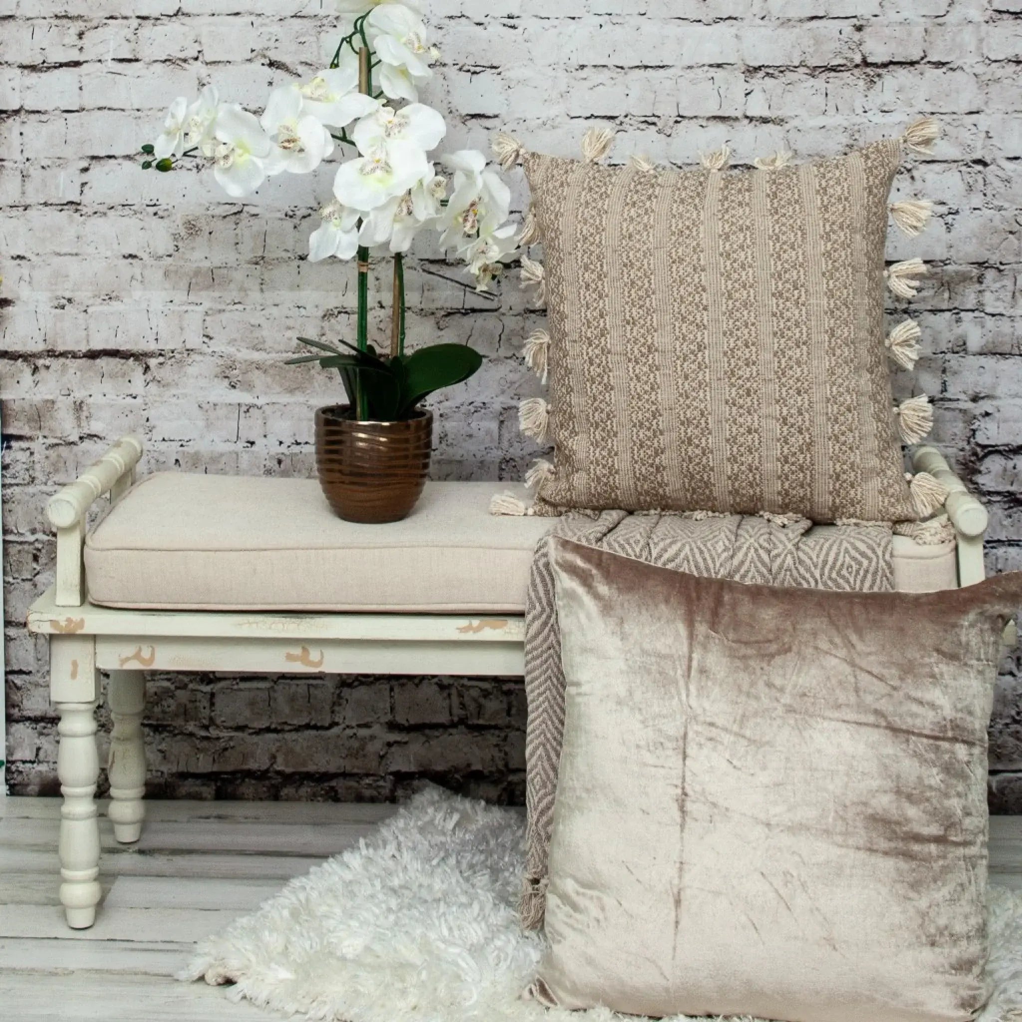 Neutral Sand Woven Throw Pillow - Homeroots - Flyclothing LLC