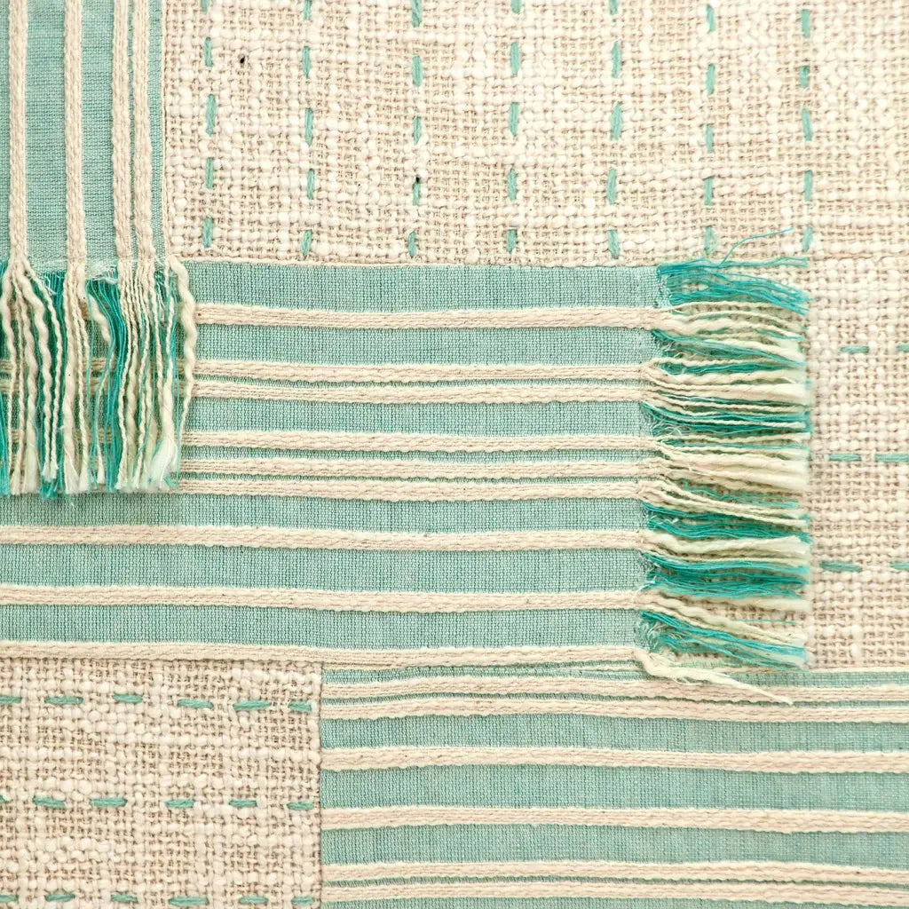 Cream And Mint Woven Throw Pillow - Homeroots - Flyclothing LLC