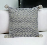 Gray Pearl Pom Throw Pillow - Homeroots