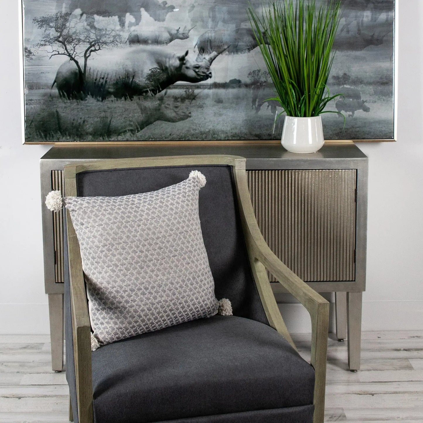 Gray Pearl Pom Throw Pillow - Homeroots - Flyclothing LLC