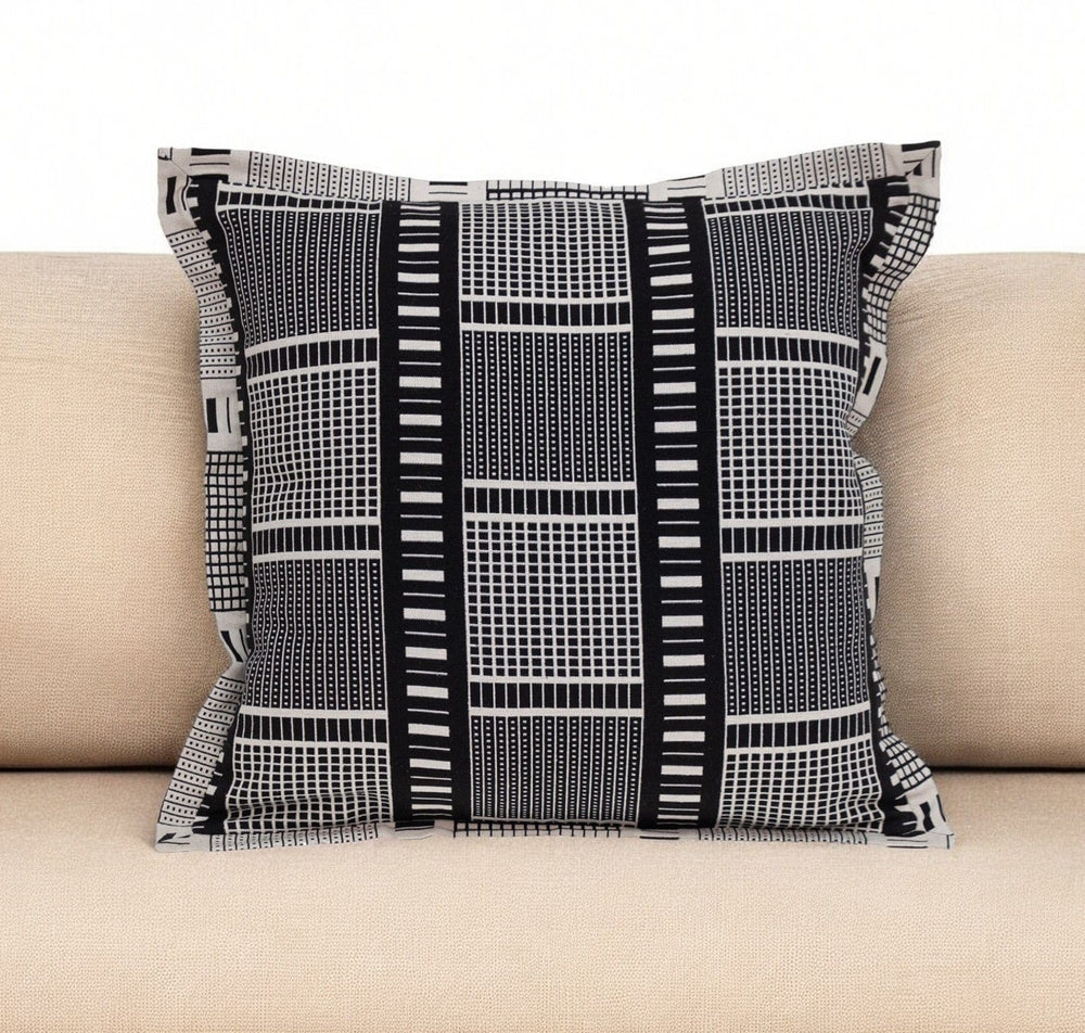 Black And White Abstract Stripes Throw Pillow - Homeroots