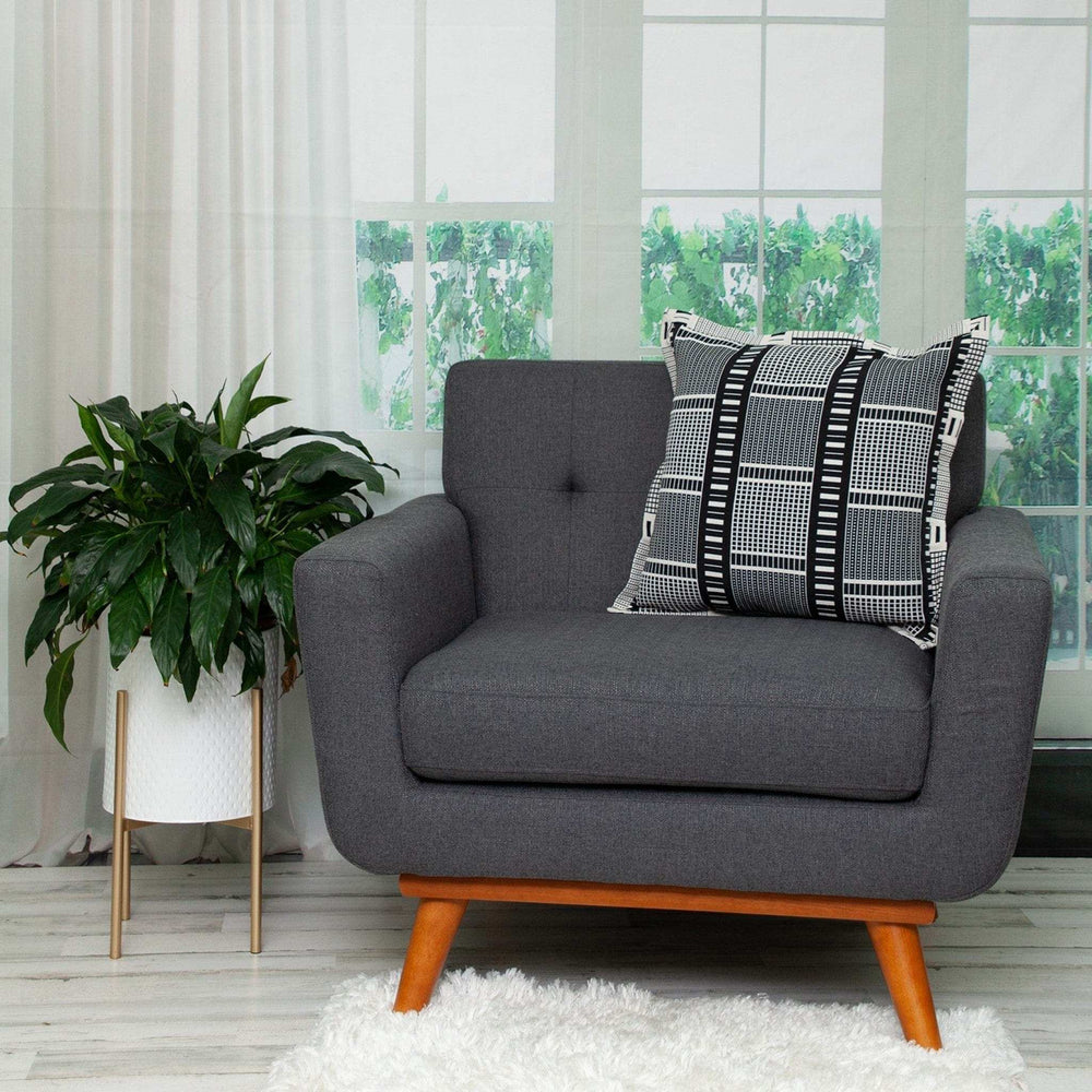 Black And White Abstract Stripes Throw Pillow - Homeroots - Flyclothing LLC