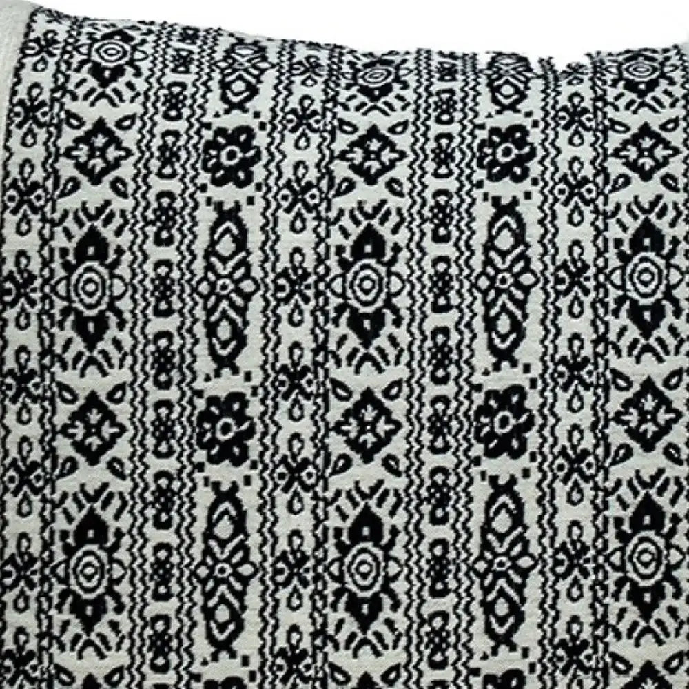 Black And White Geometric Fringe Throw Pillow - Homeroots - Flyclothing LLC