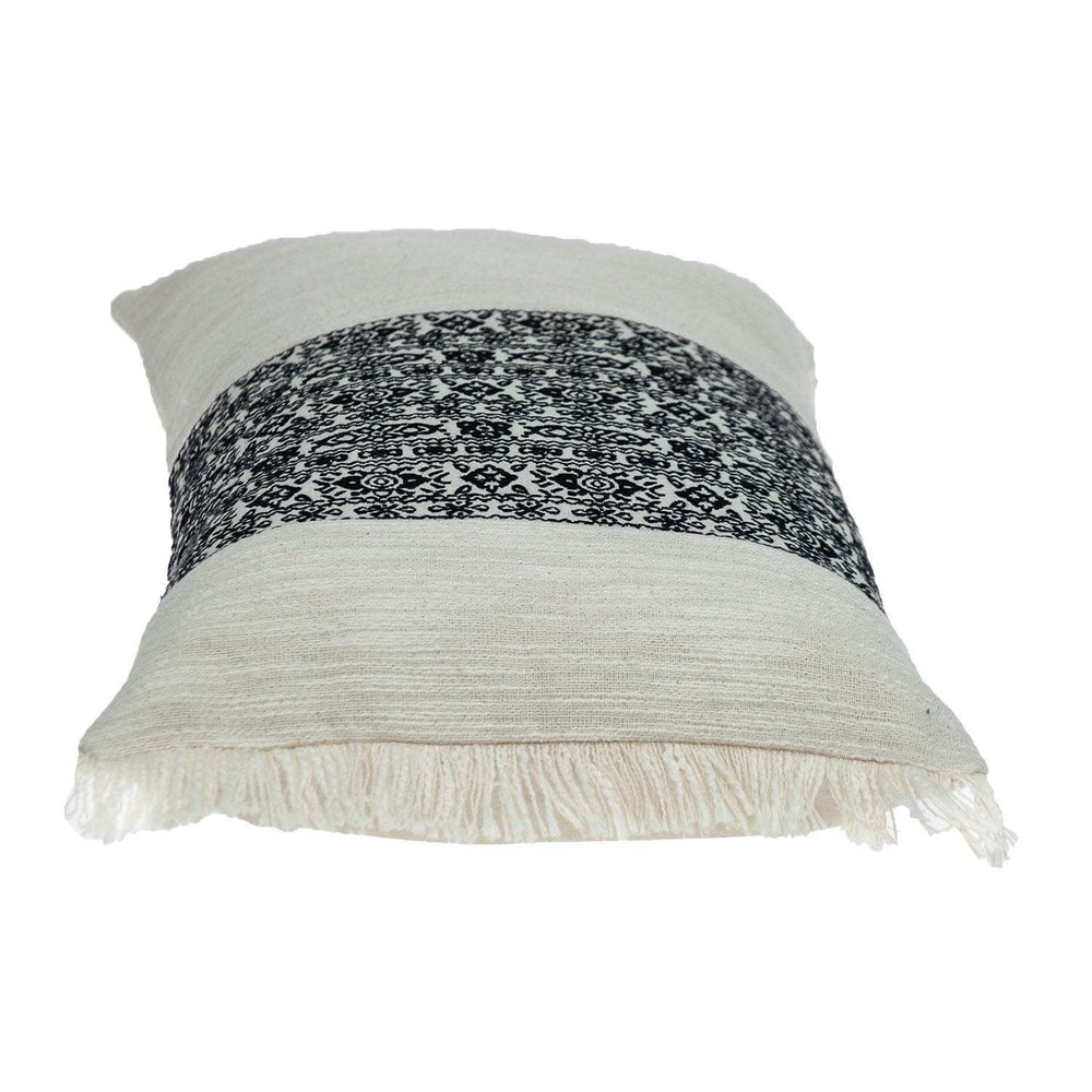 Black And White Geometric Fringe Throw Pillow - Homeroots - Flyclothing LLC