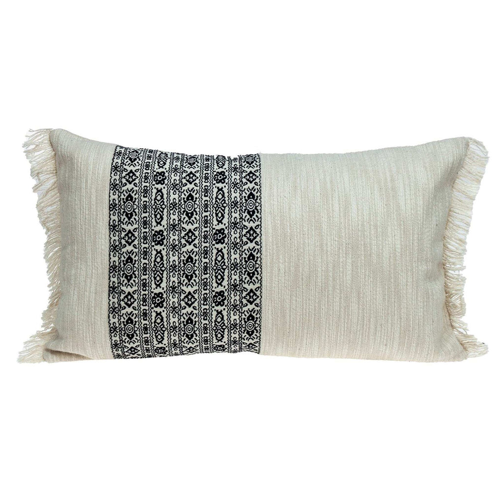 Black And White Geometric Fringe Throw Pillow - Homeroots - Flyclothing LLC