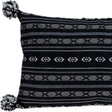Black And Gray X Pom Throw Pillow - Homeroots - Flyclothing LLC