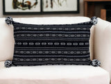 Black And Gray X Pom Throw Pillow - Homeroots