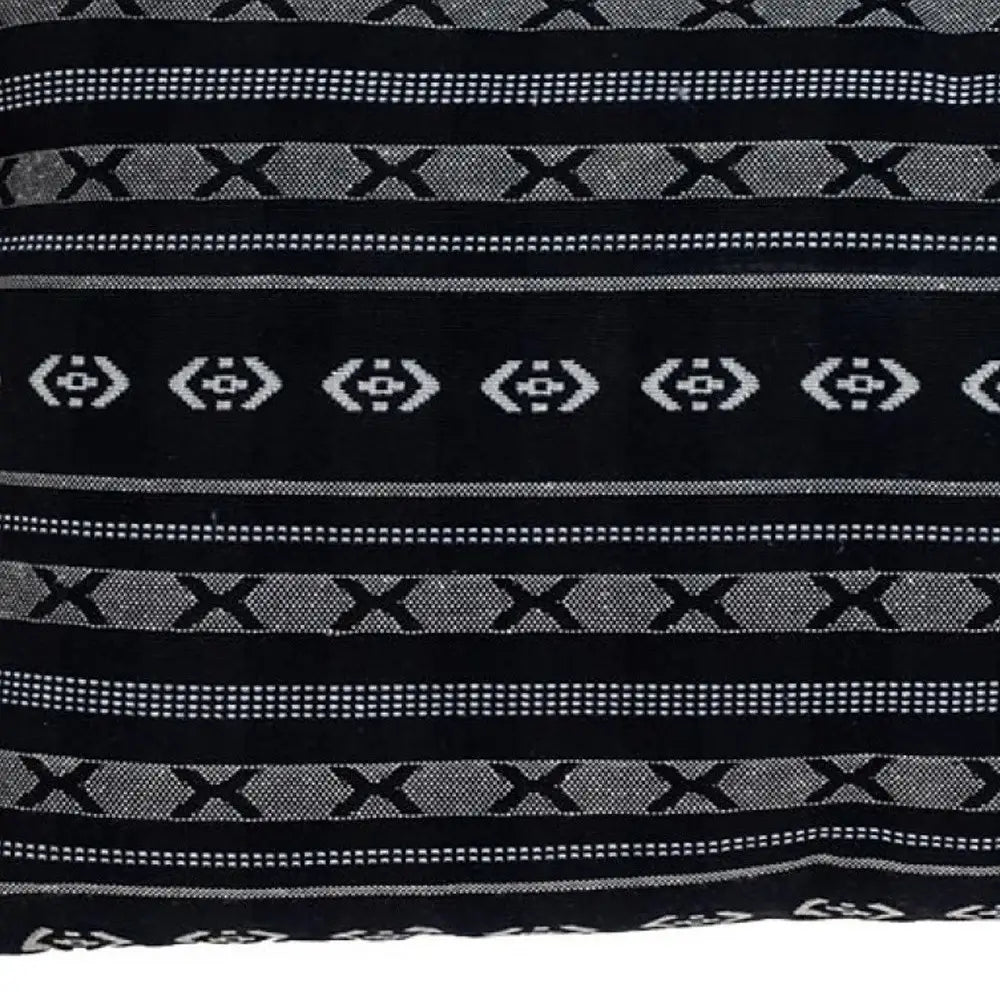 Black And Gray X Pom Throw Pillow - Homeroots - Flyclothing LLC
