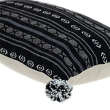 Black And Gray X Pom Throw Pillow - Homeroots - Flyclothing LLC