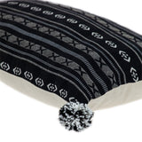 Black And Gray X Pom Throw Pillow - Homeroots