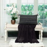 Black And Gray X Pom Throw Pillow - Homeroots - Flyclothing LLC