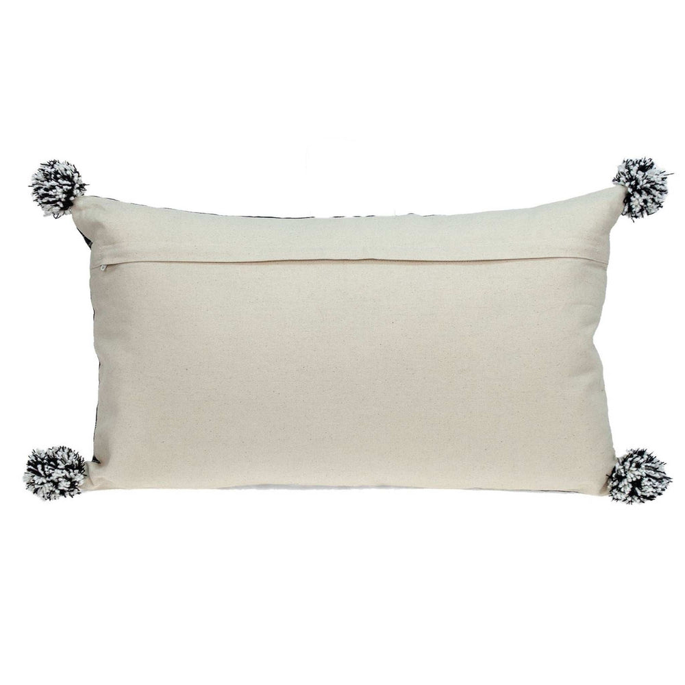 Black And Gray X Pom Throw Pillow - Homeroots - Flyclothing LLC