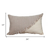 14" X 24" Beige Cotton Throw Pillow With Fringe - Homeroots - Flyclothing LLC