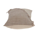 14" X 24" Beige Cotton Throw Pillow With Fringe - Homeroots
