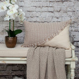 14" X 24" Beige Cotton Throw Pillow With Fringe - Homeroots - Flyclothing LLC