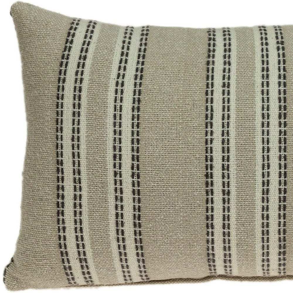 Oatmeal Stripe Weave Lumbar Throw Pillow - Homeroots - Flyclothing LLC