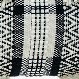 12" X 35" Black and White Plaid Cotton Lumbar Throw Pillow With Fringe - Homeroots - Flyclothing LLC