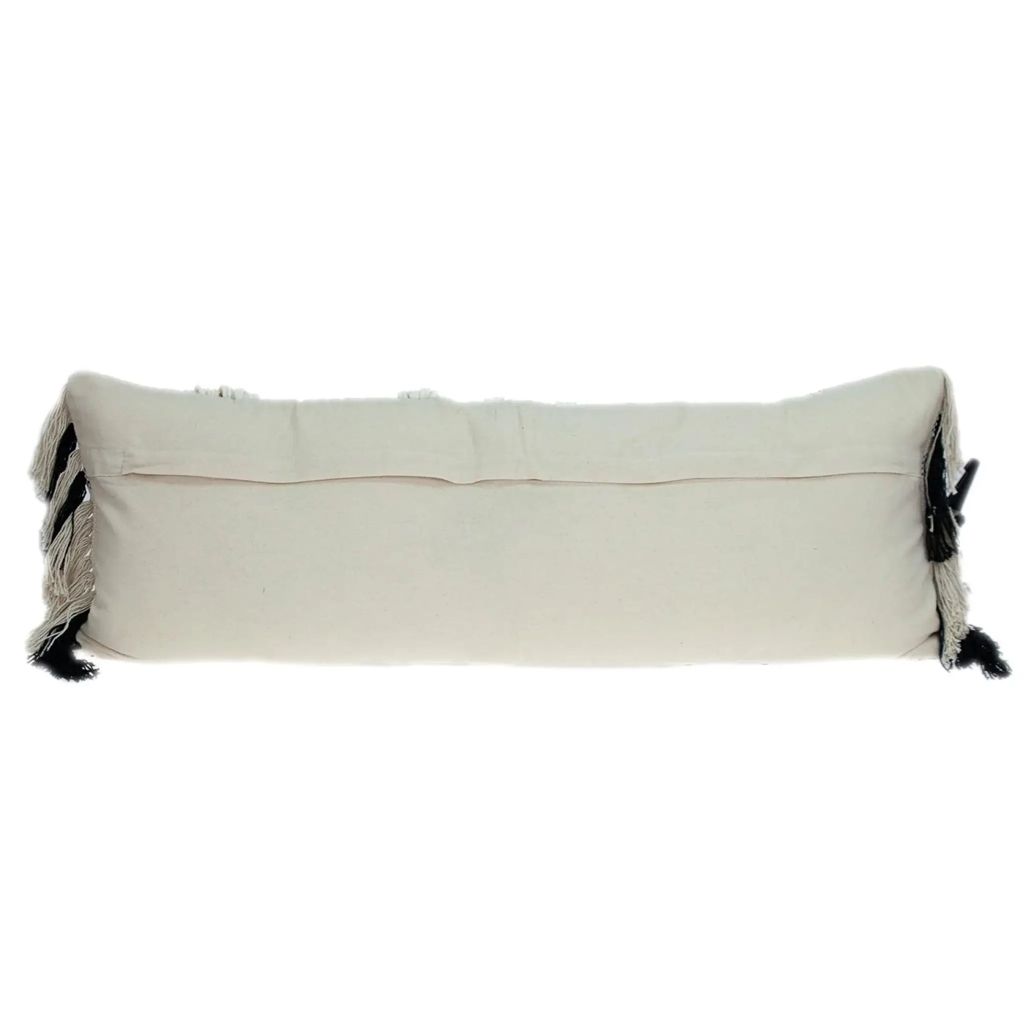 12" X 35" Black and White Plaid Cotton Lumbar Throw Pillow With Fringe - Homeroots - Flyclothing LLC