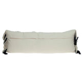 12" X 35" Black and White Plaid Cotton Lumbar Throw Pillow With Fringe - Homeroots