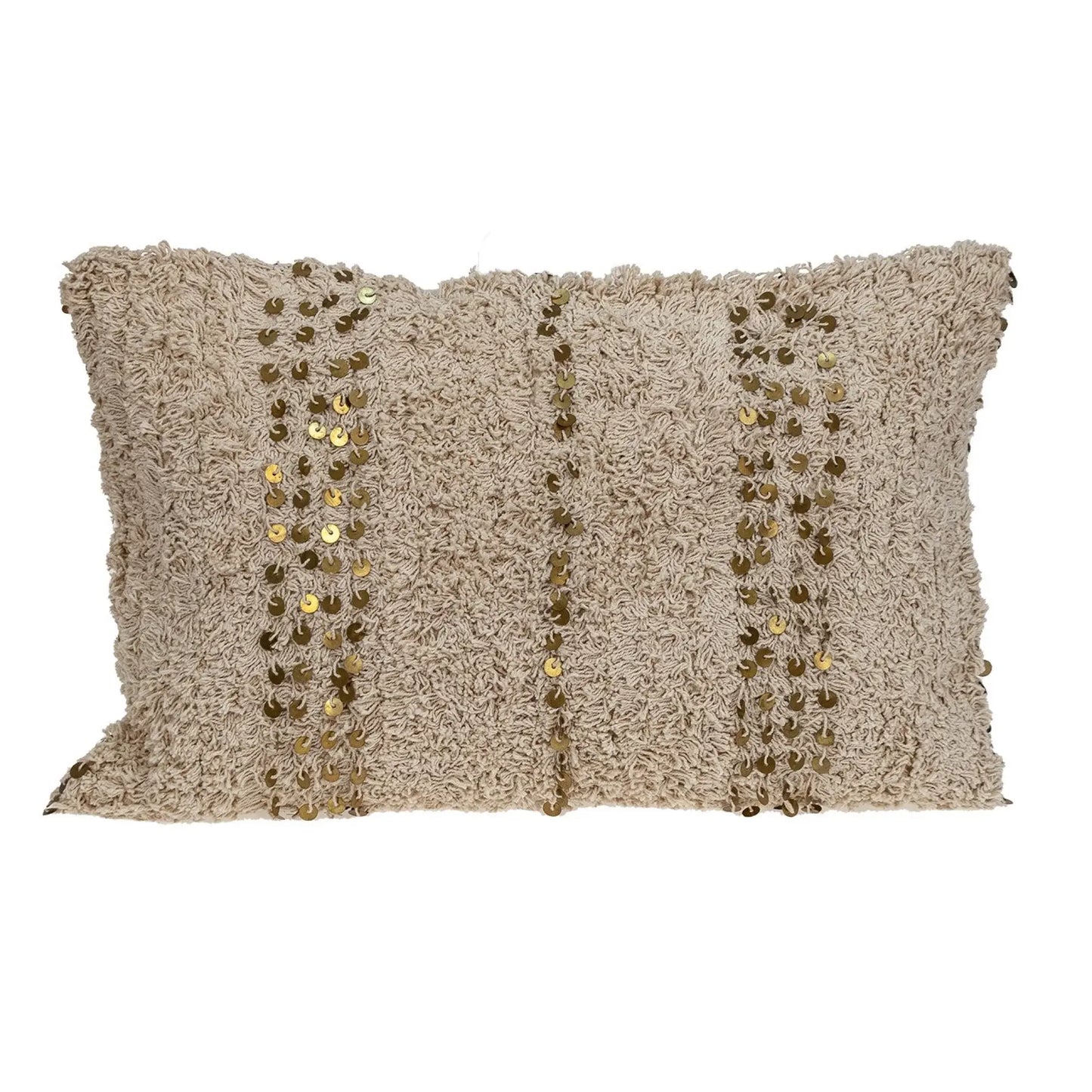 Boho Woven Shaggy Sequin Lumbar Pillow - Homeroots - Flyclothing LLC