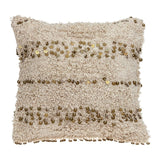 Boho Woven Shaggy Sequin Throw Pillow - Homeroots