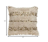 Boho Woven Shaggy Sequin Throw Pillow - Homeroots - Flyclothing LLC